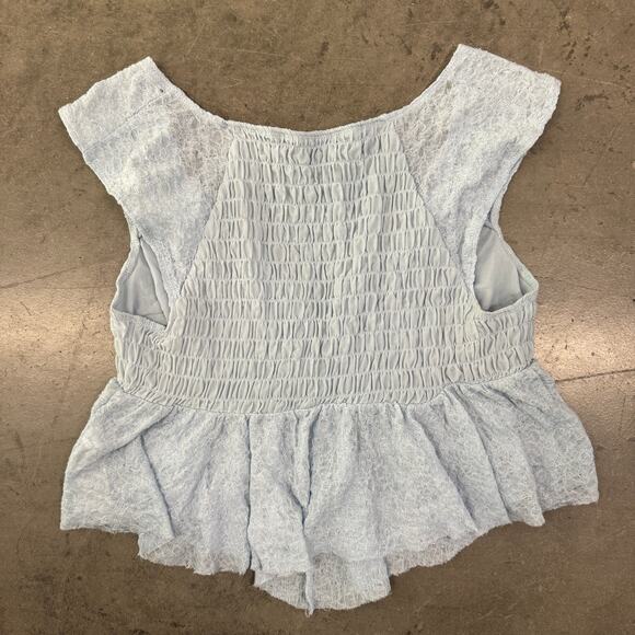 Vintage Y2k Urban Outfitters Babydoll Blue Tie Front Frill Coquette Blouse M - Picture 2 of 5